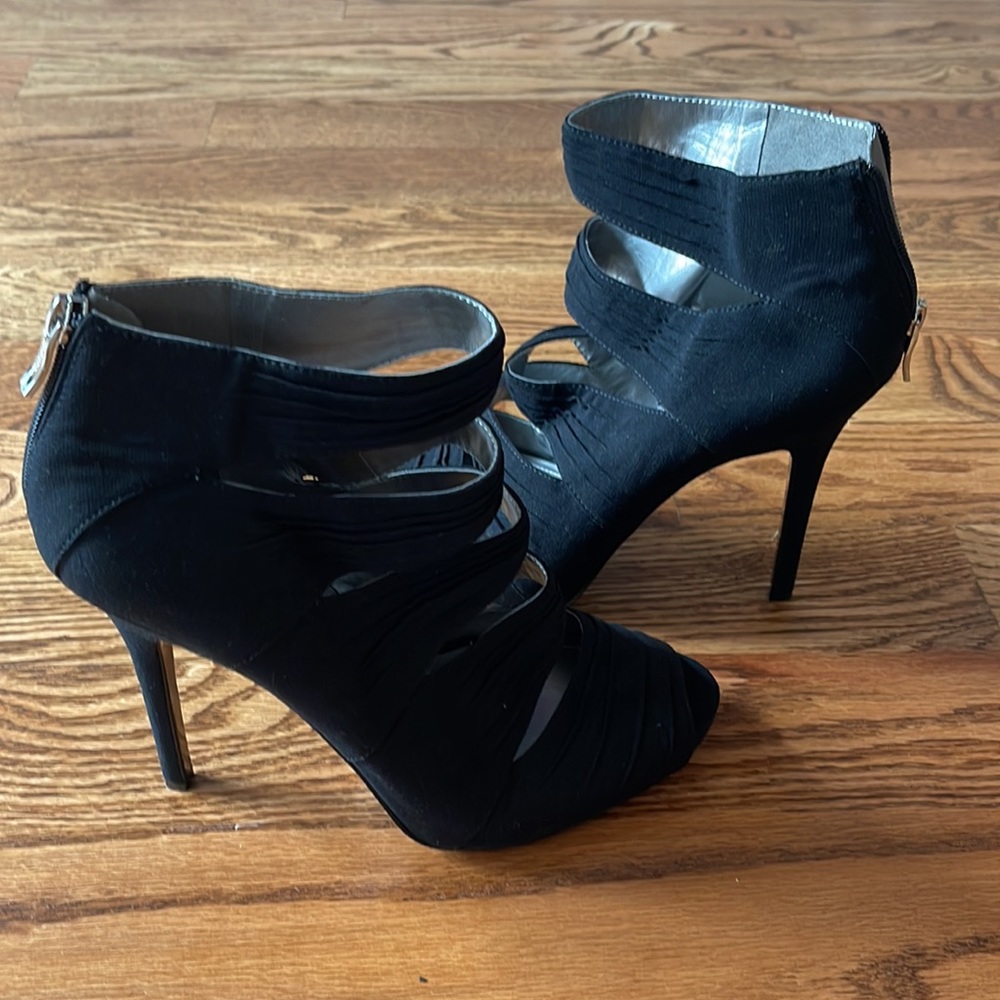 BCBGeneration Black Strappy Cutout High Heel Booties